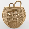 Handwoven Wicker Storage Basket With Two Handles For Home Organization