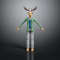 Anthropomorphic Deer Character With Green Blazer Blue Vest Striped Pants And Shoes