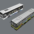 Two Modern City Buses with White Grey and Yellow Exterior Design
