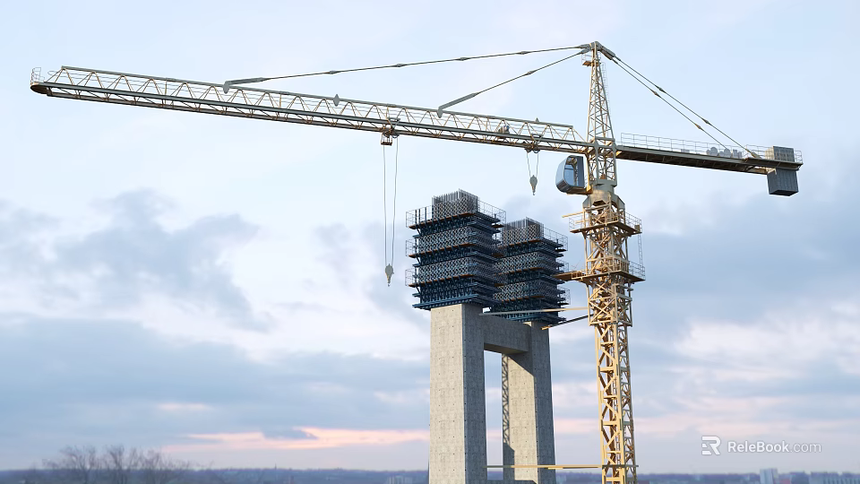 Industrial Tower Crane Lifting Steel Framework For High Rise Construction Structure 3d model 