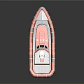 Orange and Gray Rescue Boat with Antenna Open Deck and Fenders for Water Transport