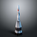 White Aerospace Rocket With Multiple Engines And Red Side Logo