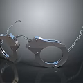Durable Metal Handcuffs With Chain And Shiny Surface For Daily Use 3d model