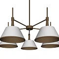 Elegant Modern Ceiling Chandelier With Multiple White Shades And Brass Trim 3d model