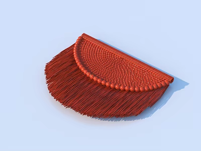 Red Woven Fringe Decorative Accessory With Semicircular Design For Home Decor 3d model