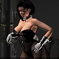 Game Movie Character Bunny Ears Bodysuit Fishnet Stockings White Gloves Wooden Crate Cannon Barrel
