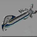 Futuristic Cosmic Spaceship With White And Blue Streamlined Body For Interstellar Travel