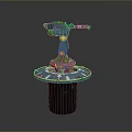 Dark Blue Mechanical Weapon With Cylindrical Base Circular Platform And Extended Arm