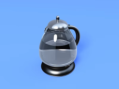 Modern Glass Electric Kettle With Stainless Steel Top And Black Base 3d model