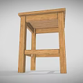 Simple Solid Wood Square Stool Furniture With Natural Finish And Stable Legs