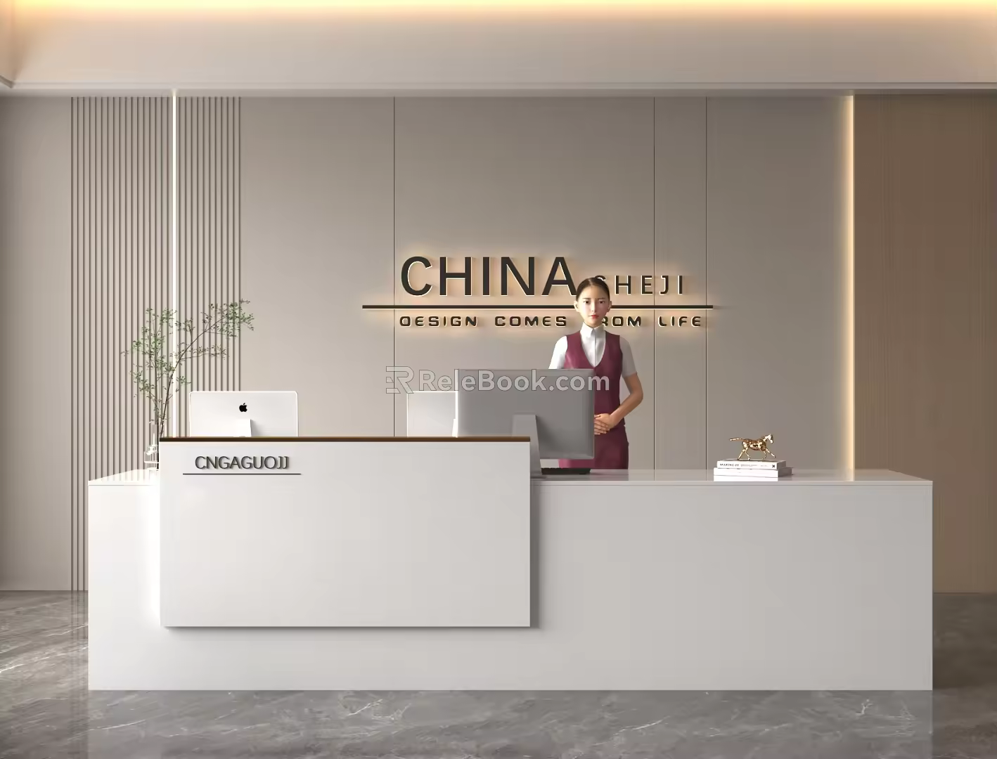 Modern reception desk bar reception hall 3d model