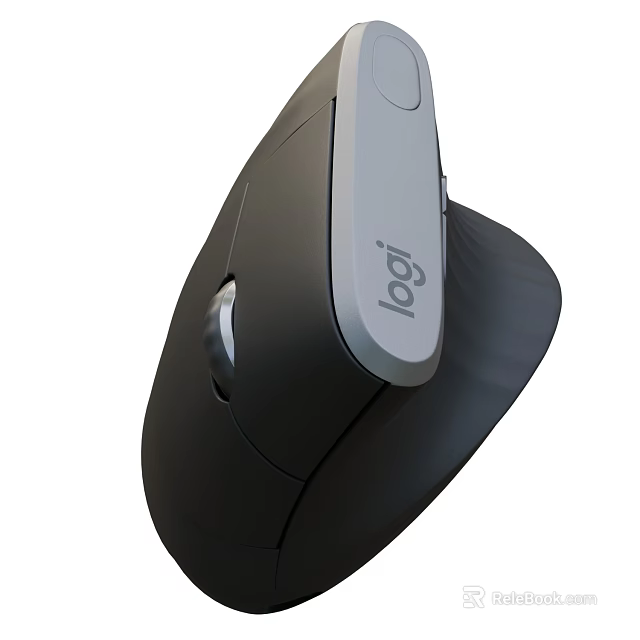 Logitech Ergonomic Computer Mouse With Black Gray Design And Scroll Wheel 3d model 