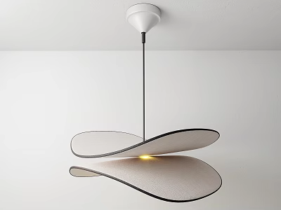 Modern Minimalist Pendant Light With Wave Shaped White Leaves And Warm Glowing Light 3d model