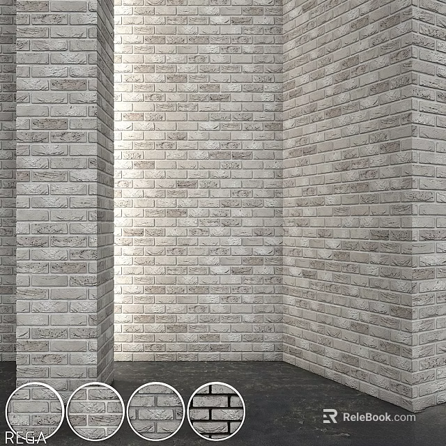 Modern Light Colored Brick Wall Structure For Interior Architectural Design 3d model 