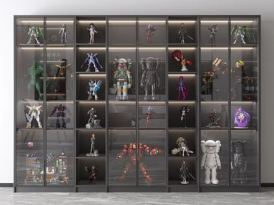 Glass Display Shelf With Layered Lighting For Various Dolls Models And Collectibles 3d model