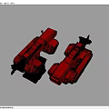 Red Mechanical Arms As Hardware Tools With Black Bases On Light Blue Background 3d model