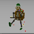 Pixel Style Character With Green Hat Goggles Brown Backpack And Colorful Scattered Blocks
