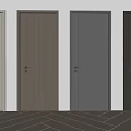 Modern Flush Doors In Different Colors With Simple Design And Wooden Texture 3d model