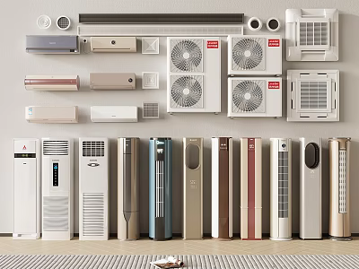 Various Modern Air Conditioners and Fans With Wall Mounted and Floor Units 3d model