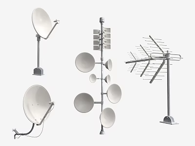 Industrial Equipment Parabolic Dishes And Multi Element Antennas With Mounts For Signal Reception 3d model