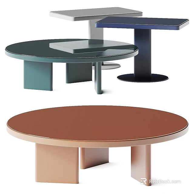 Stylish Modern Coffee Tables With Round Tops And Unique Base Designs 3d model