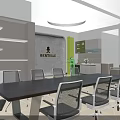 Modern Tea Room Interior With BERTILLE Logo Shelves Cabinets And Green Plant
