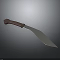 Curved Knife 3D Model With Silver Blade And Brown Handle