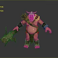 Muscular Fantasy Minotaur Brute With Horns And Giant Iron Axe