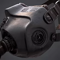 Vintage Industrial Gas Mask With Teal Filters Brown Straps And Flexible Hose