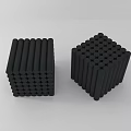 Modern Black Cube Shaped Stools Composed of Cylindrical Elements in Minimalist Design