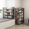 Open Multi Tier Storage Shelving Units With Books Boxes And Potted Plant In Living Room