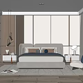 Modern Bedroom Interior Design With Comfortable Bed Nightstands Accent Lighting And Large Windows 3d model