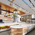 Modern Dessert Shop Interior With Counter Display Shelves Green Plants And Warm Lighting