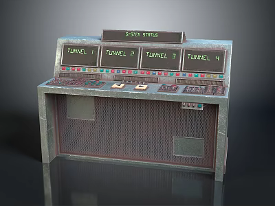 Space Series Control Console With Tunnel 1 To 4 Displays And Control Panels 3d model