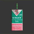 SINGER Sewing Machine Oil in Green and Pink Metal Can for Home Use