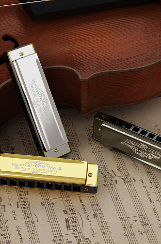 Modern Harmonica Instrument Harmonica 3d model