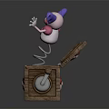 Plush Doll Purple Ears Pink Body Smiling Face Popping From Wooden Box Crank Handle Spring
