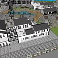 Waterfront Urban Development With Traditional Modern Buildings Plaza And Moored Boats