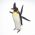 Emperor Penguin Aquatic Animal Standing With Outstretched Wings Isolated On White Background