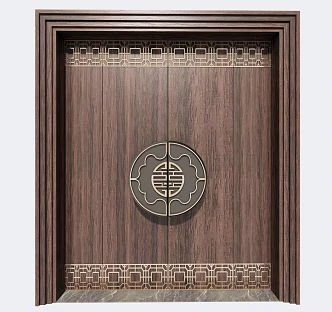 Chinese Double Door Courtyard Door 3d model