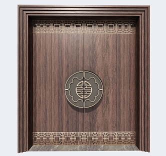 Chinese Double Door Courtyard Door 3d model