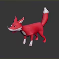 Cartoon Red Fox 3D Model Game Movie Character With White Paws And Tail Tip