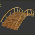 Wooden Arch Bridge With Curved Railings And Wooden Planks Garden Decorative Structure