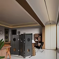 Modern Living And Dining Room Interior With Sofa Dining Table City View And Pendant Lights