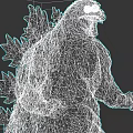 Fierce Godzilla Game Movie Character With Fiery Red Orange Skin And Open Mouth Standing Pose