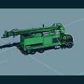 Green Heavy Duty Utility Truck With Extended Boom And Service Features 3d model