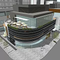 Modern Luxury Retail Building With Glass And Metal Facade Urban Street View Cars Pedestrians