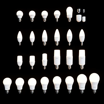 Various Types Of Light Bulbs With Different Shapes And Designs For Home Lighting Use 3d model