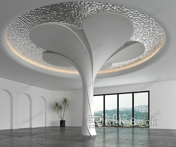 Shaped Pillar Petals Pillar Water Ripple Stainless Steel Ceiling Round Ceiling model