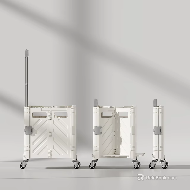 Modern White Storage Cabinets with Wheels and Foldable Doors for Home Use 3d model 